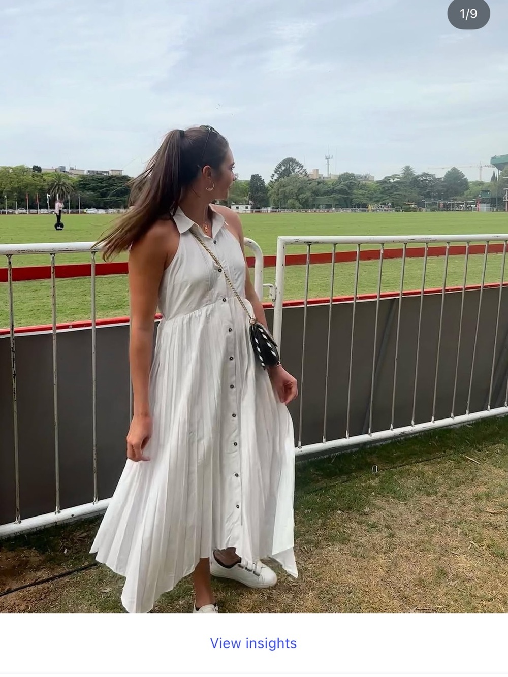 Anthropologie White Button-Front Halter Pleated Midi Dress